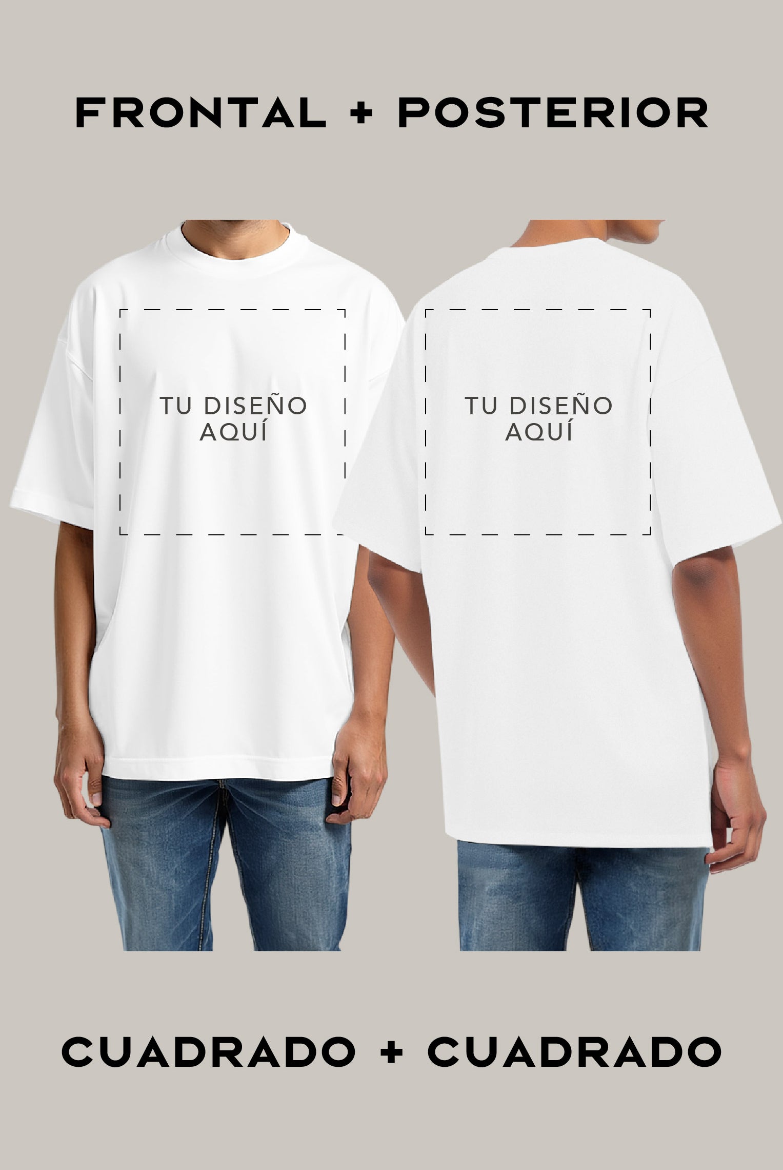 Oversized Personalizable Unisex (Ambas Caras) Cuadrado-Cuadrado - FashionTex