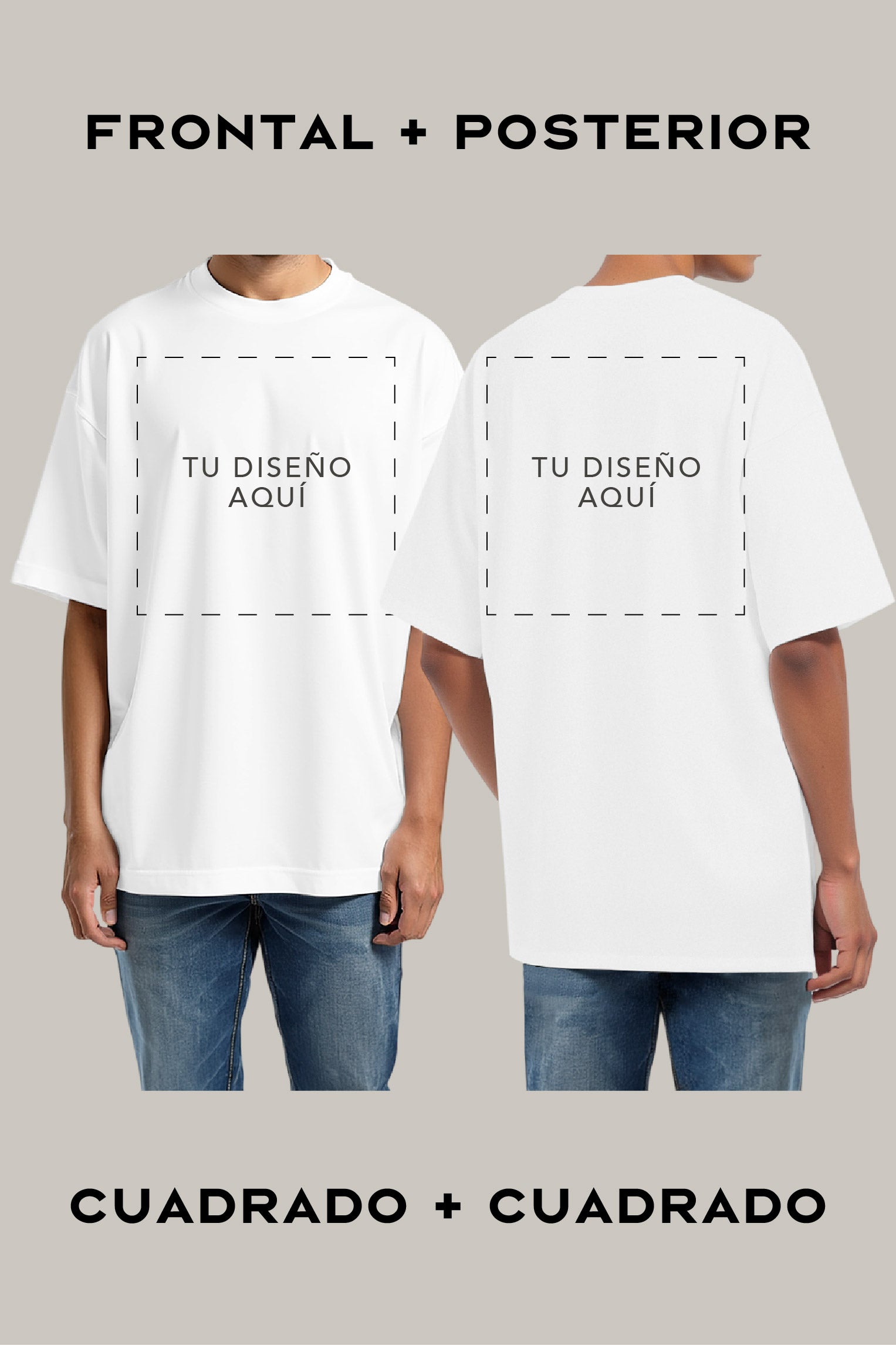 Oversized Personalizable Unisex (Ambas Caras) Cuadrado-Cuadrado - FashionTex