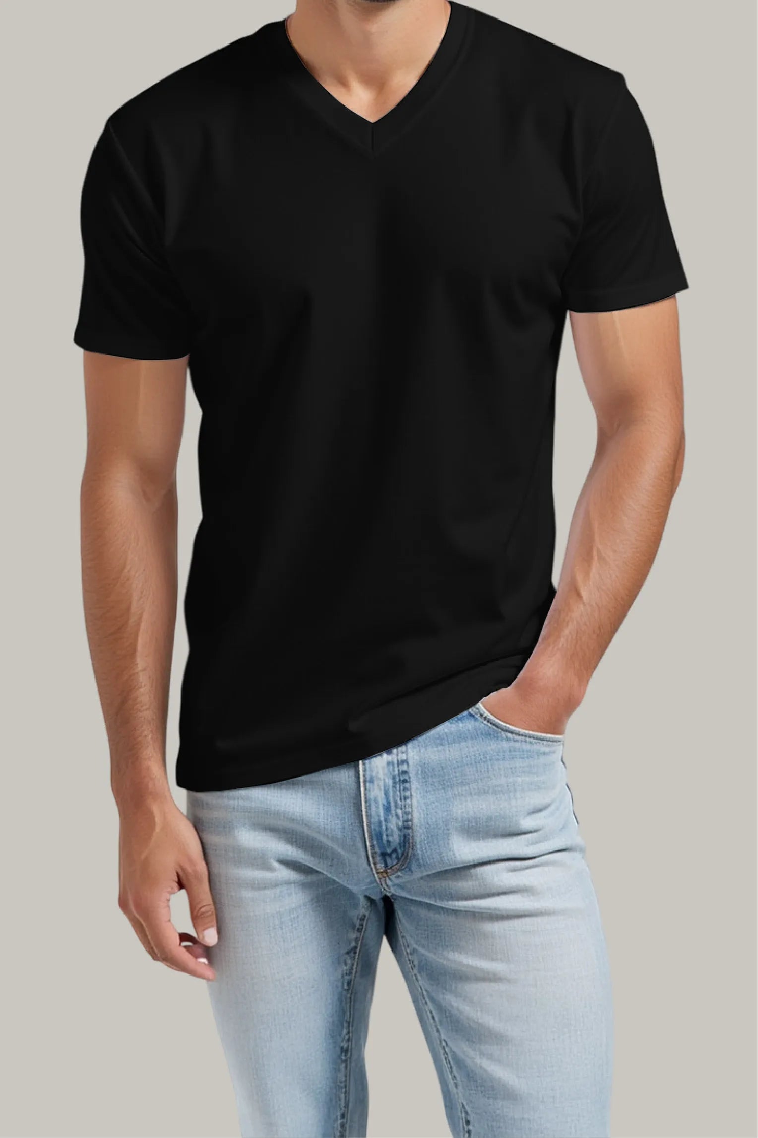 Franela Regular Hombre Cuello en V - FashionTex