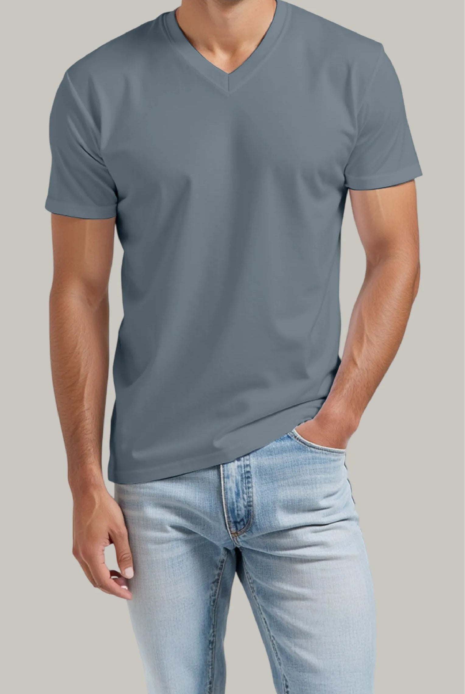 Franela Regular Hombre Cuello en V - FashionTex