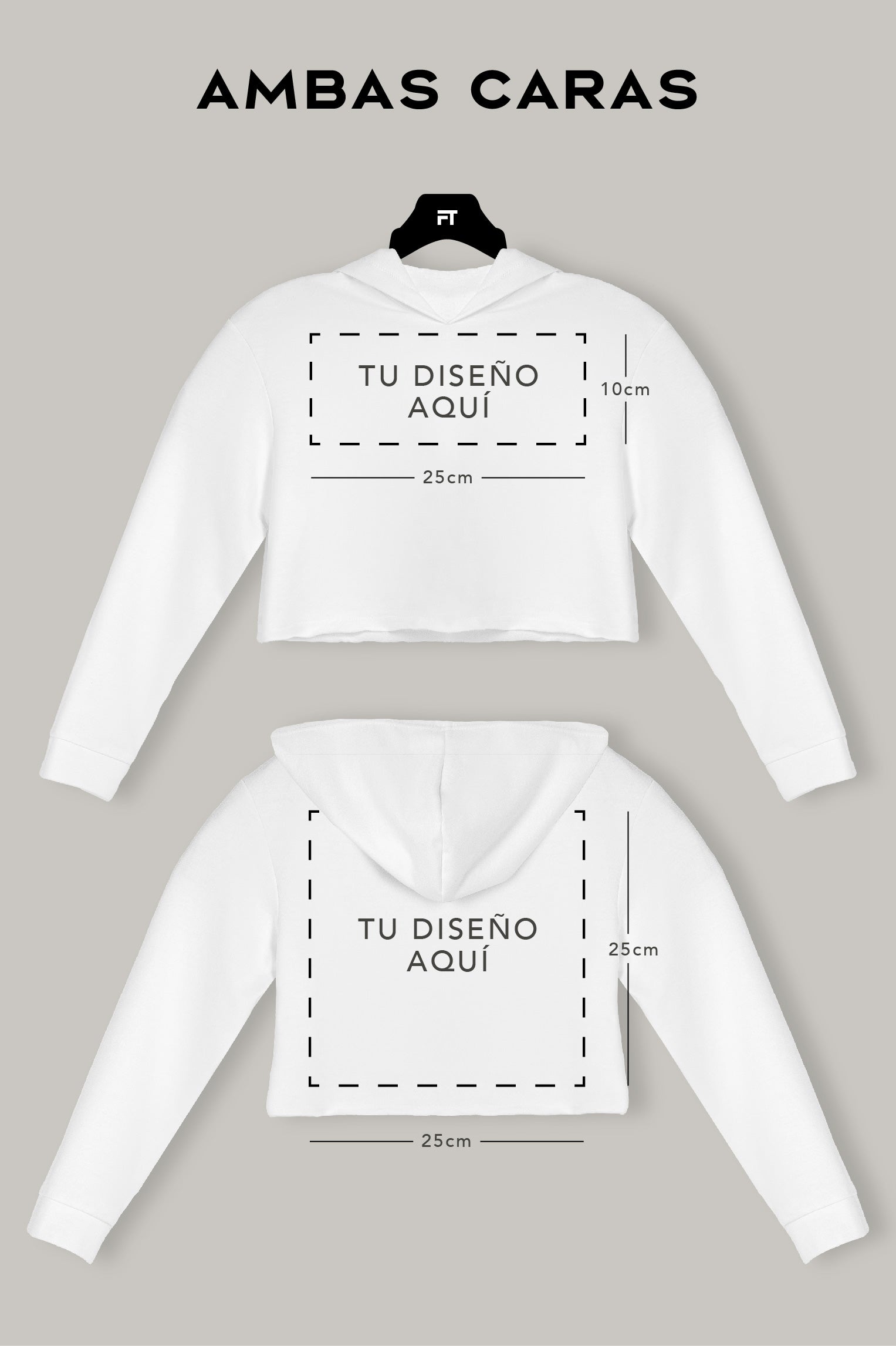 Hoodie Croptop Personalizable (Ambas Caras) Logo-Cuadrado - FashionTex