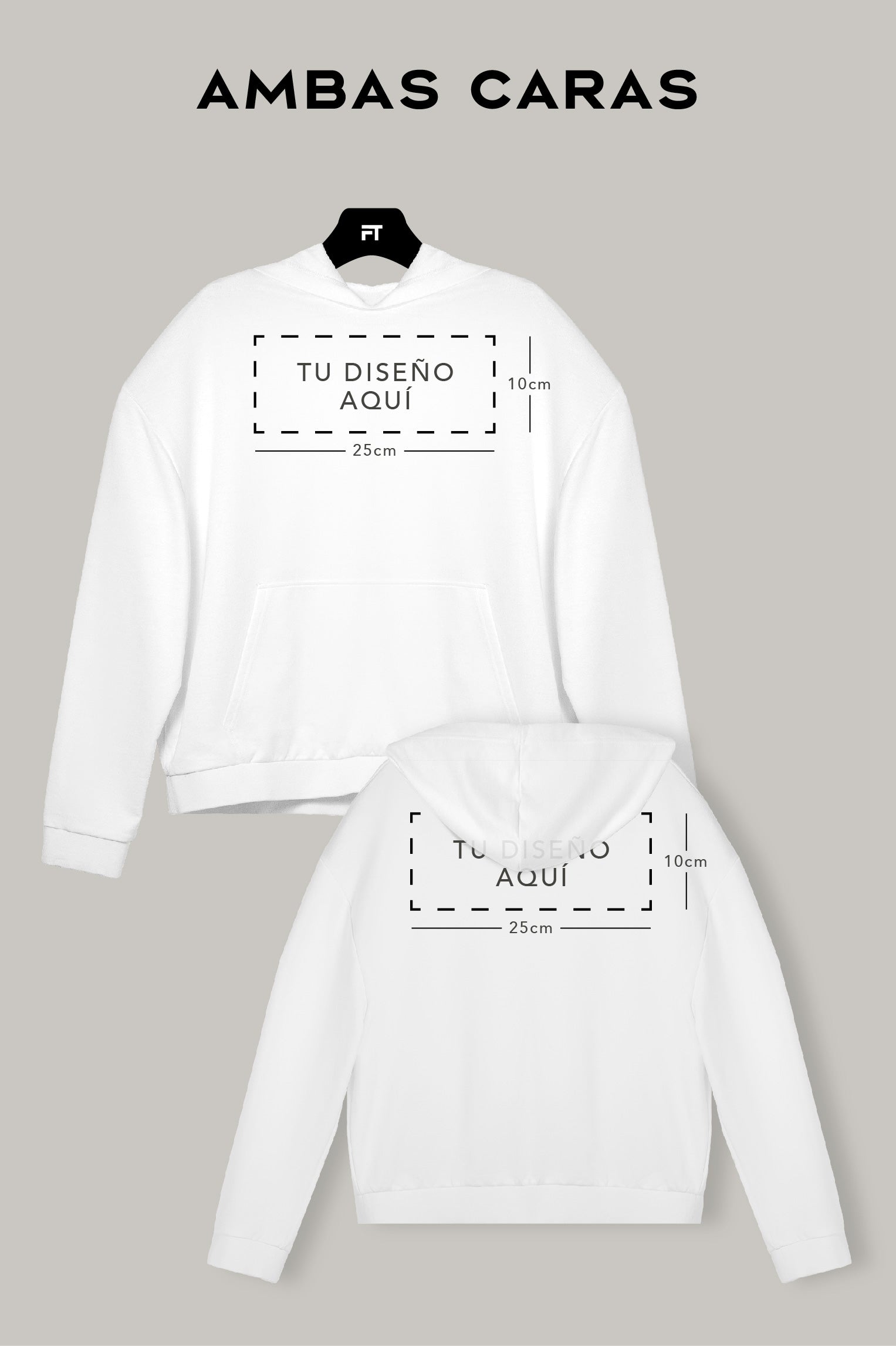 Hoodie Oversized Unisex Personalizable (Ambas Caras) Logo-Logo - FashionTex