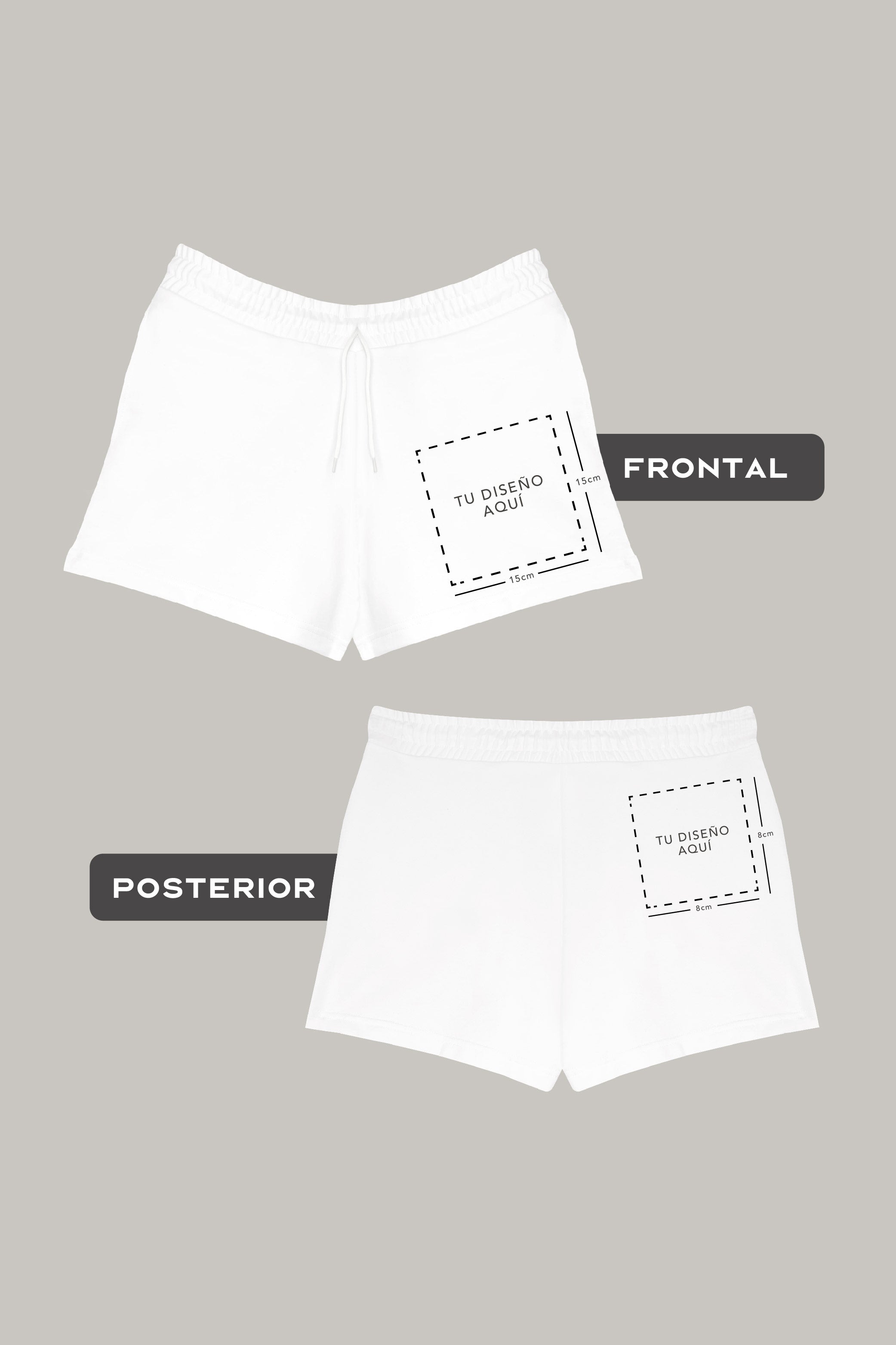 Short Mujer Personalizable (15cm x 8cm) Frontal + Posterior - FashionTex