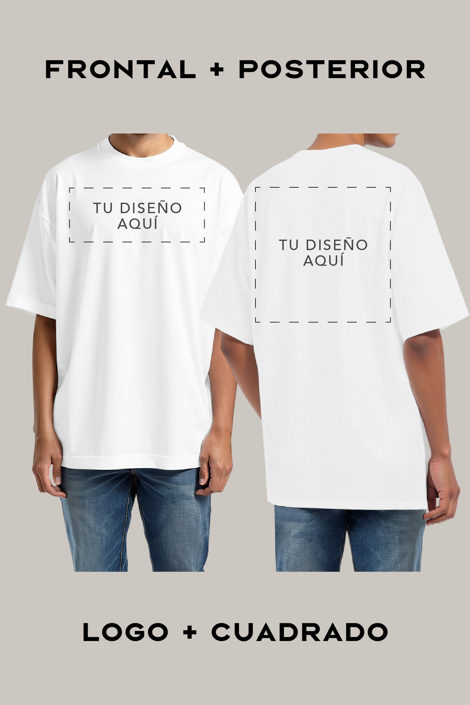 Oversized Personalizable Unisex (Ambas Caras) Logo + Cuadrado - FashionTex