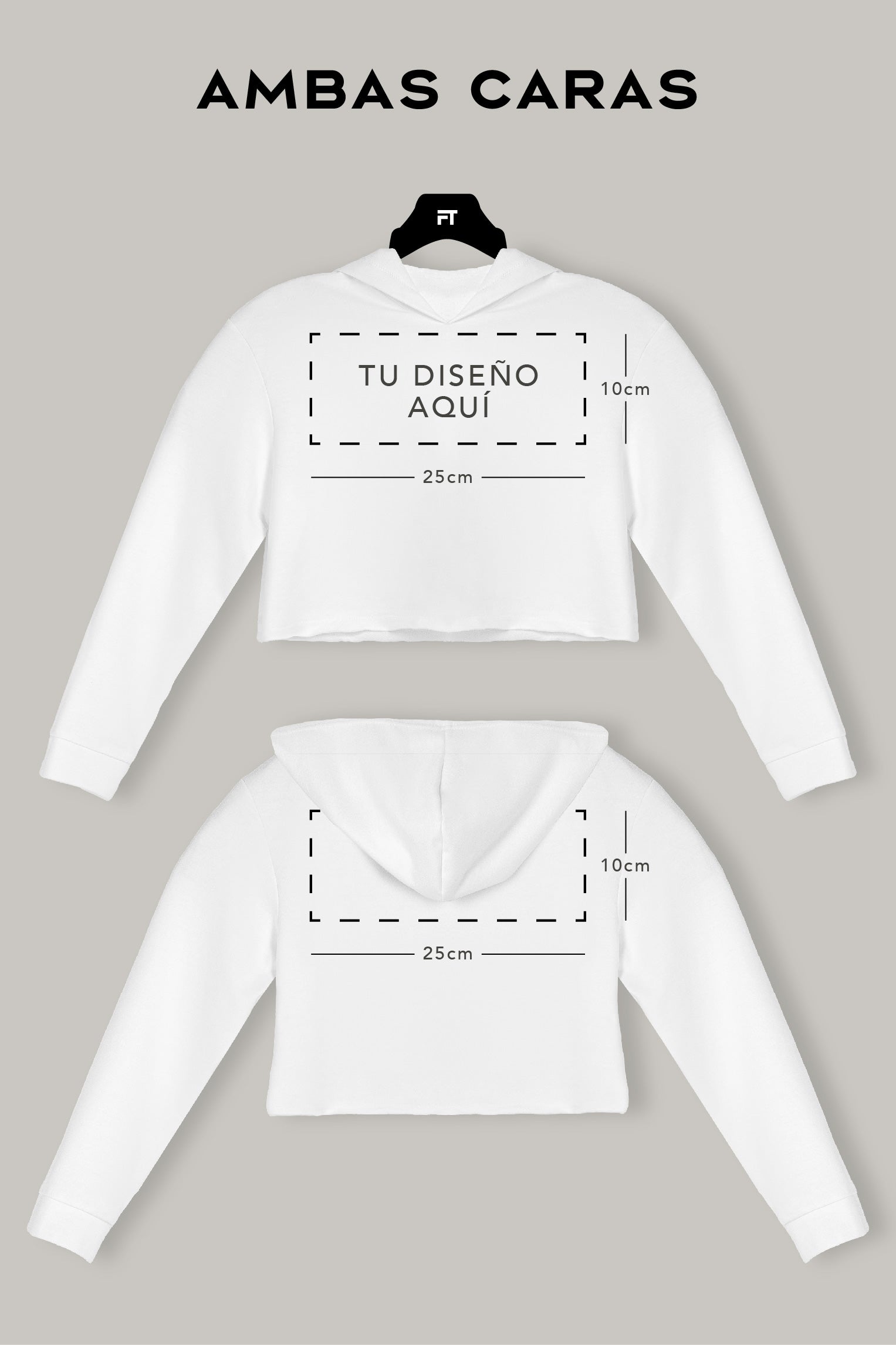 Hoodie Croptop Personalizable (Ambas Caras) Logo-Logo - FashionTex