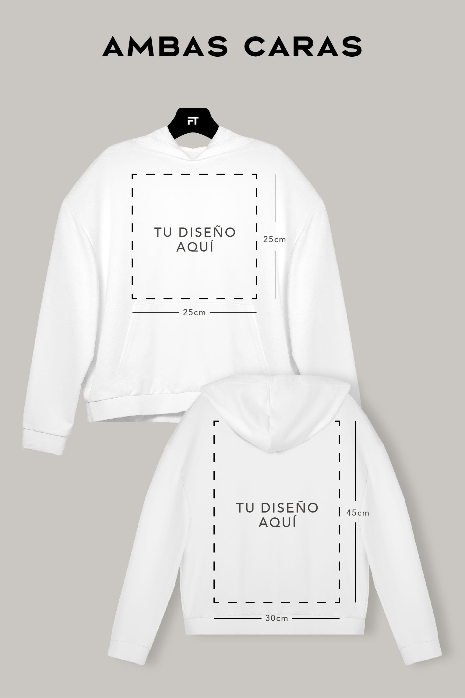 Hoodie Oversized Unisex Personalizable (Ambas Caras) Cuadrado-Completo - FashionTex