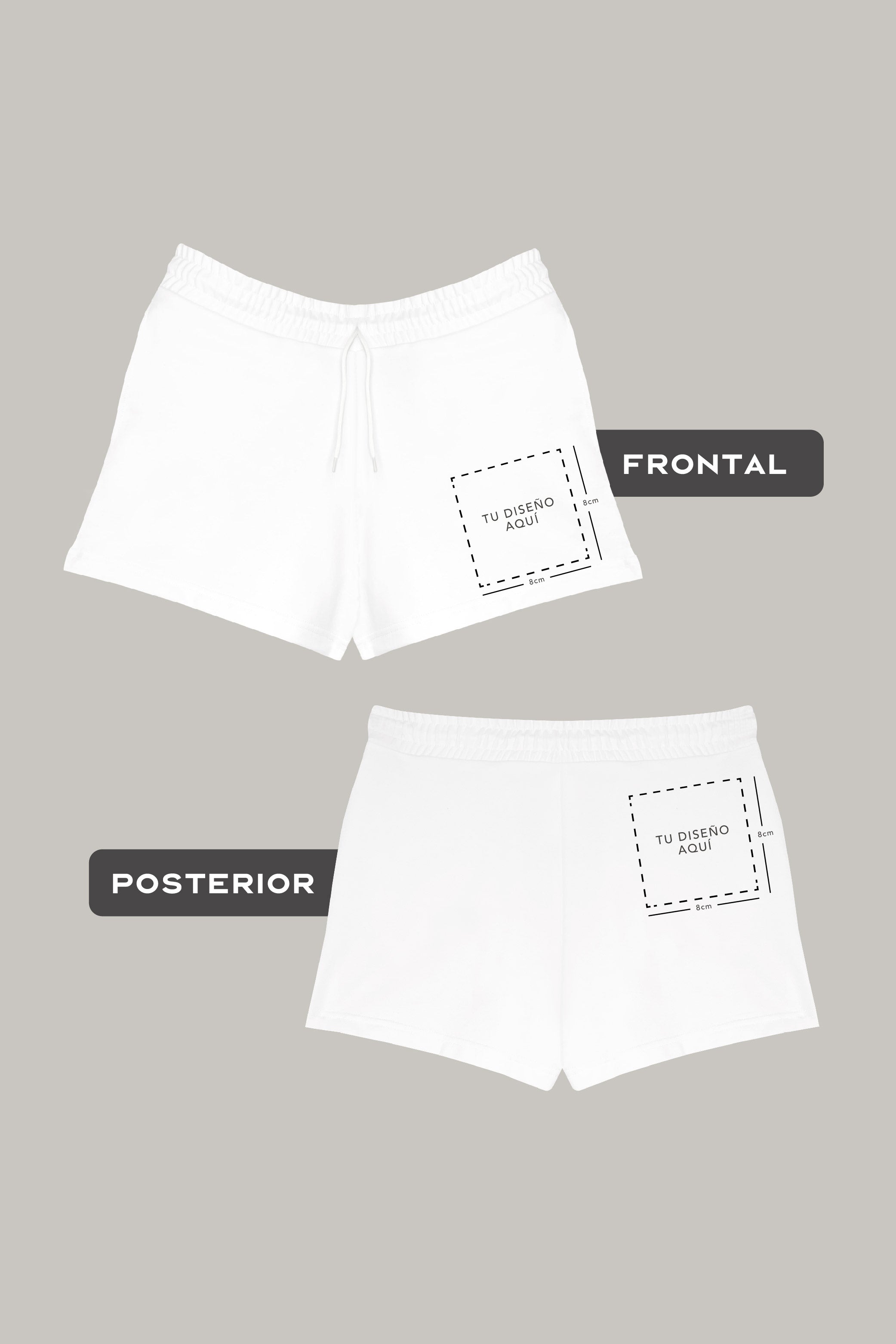 Short Mujer Personalizable (8cm x 8cm) Frontal + Posterior - FashionTex