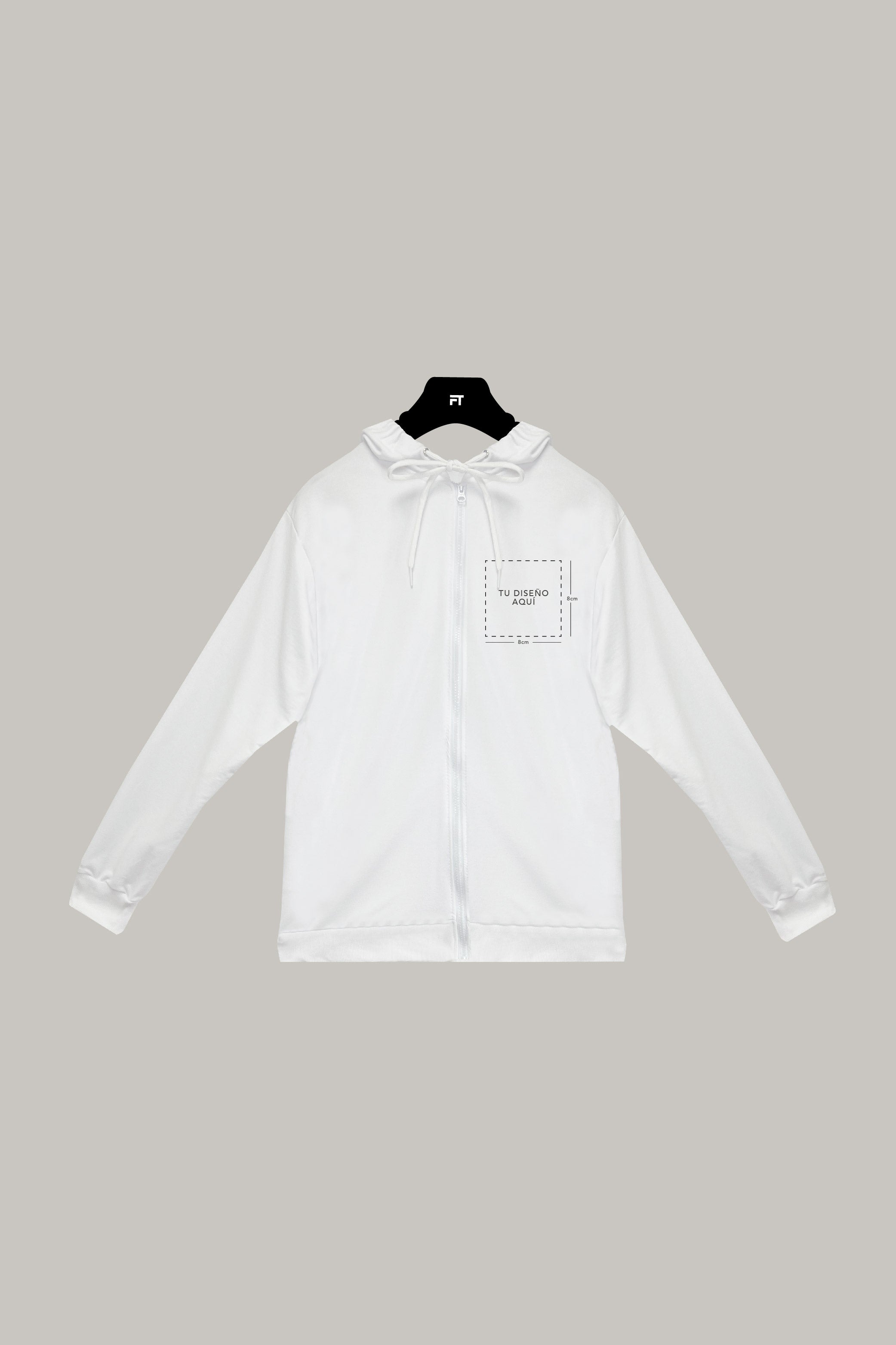 Hoodie Regular con Cierre Personalizable (8cm x 8cm) - FashionTex